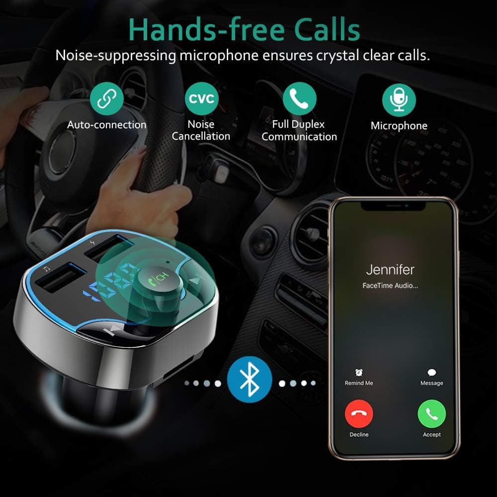 FM Transmitter, Cocoda Bluetooth Car MP3 Player Radio Adapter Handsfree ...