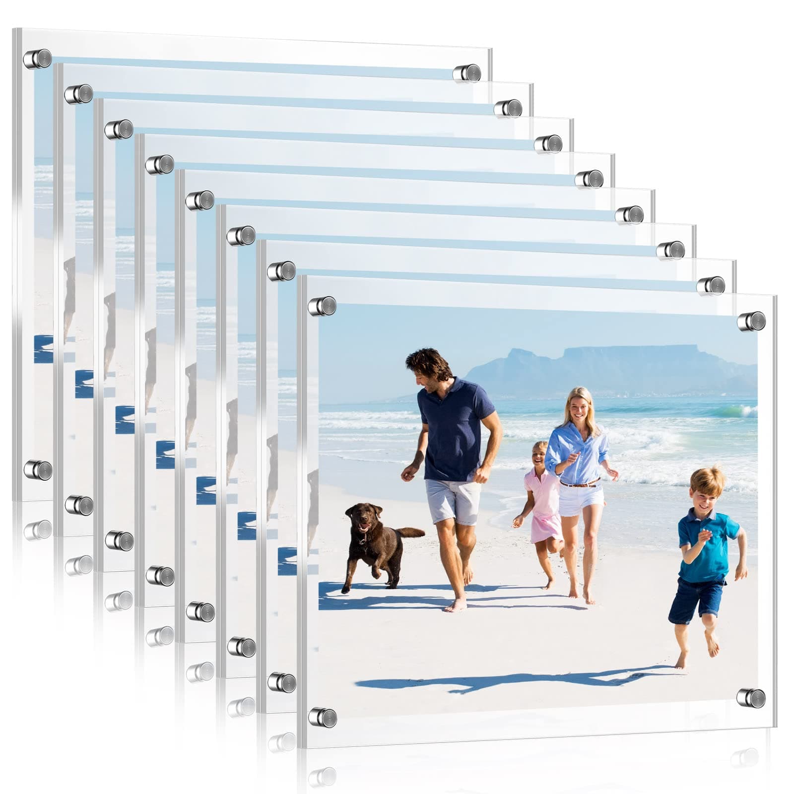 8 Pack Acrylic Floating Picture Frame Wall Mount Frameless Photo Frames ...