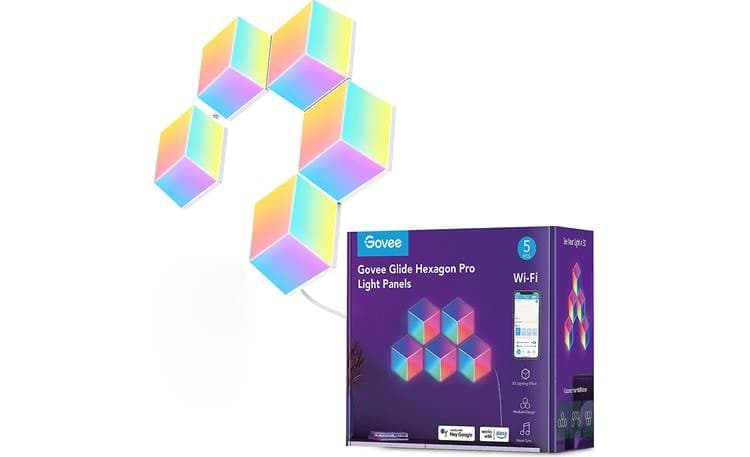 Govee Glide Hexagon Pro (5 hexagons) RGBIC smart light panel base kit ...