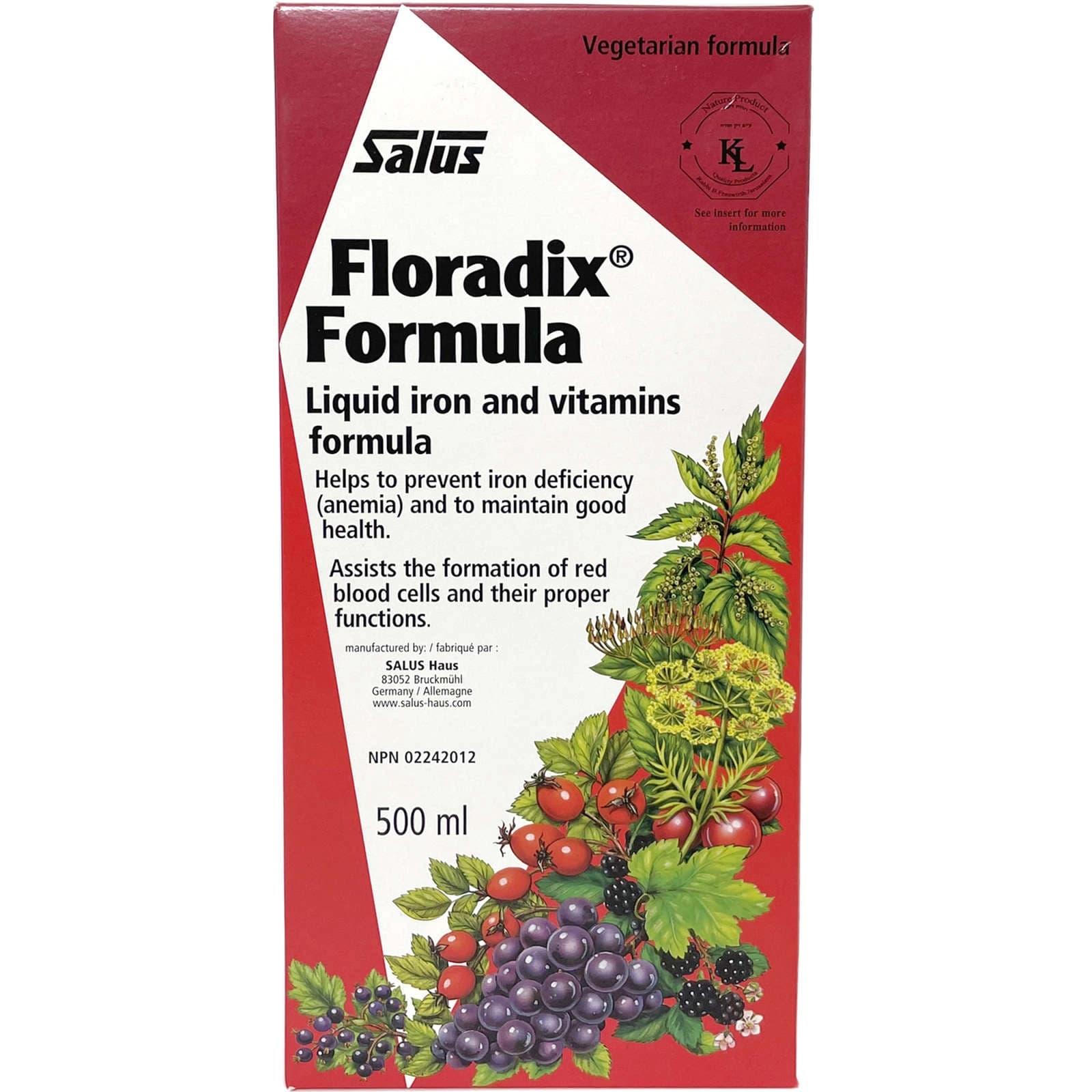 Floradix Liquid Iron Supplement with B Vitamins - 10mg Ferrous ...