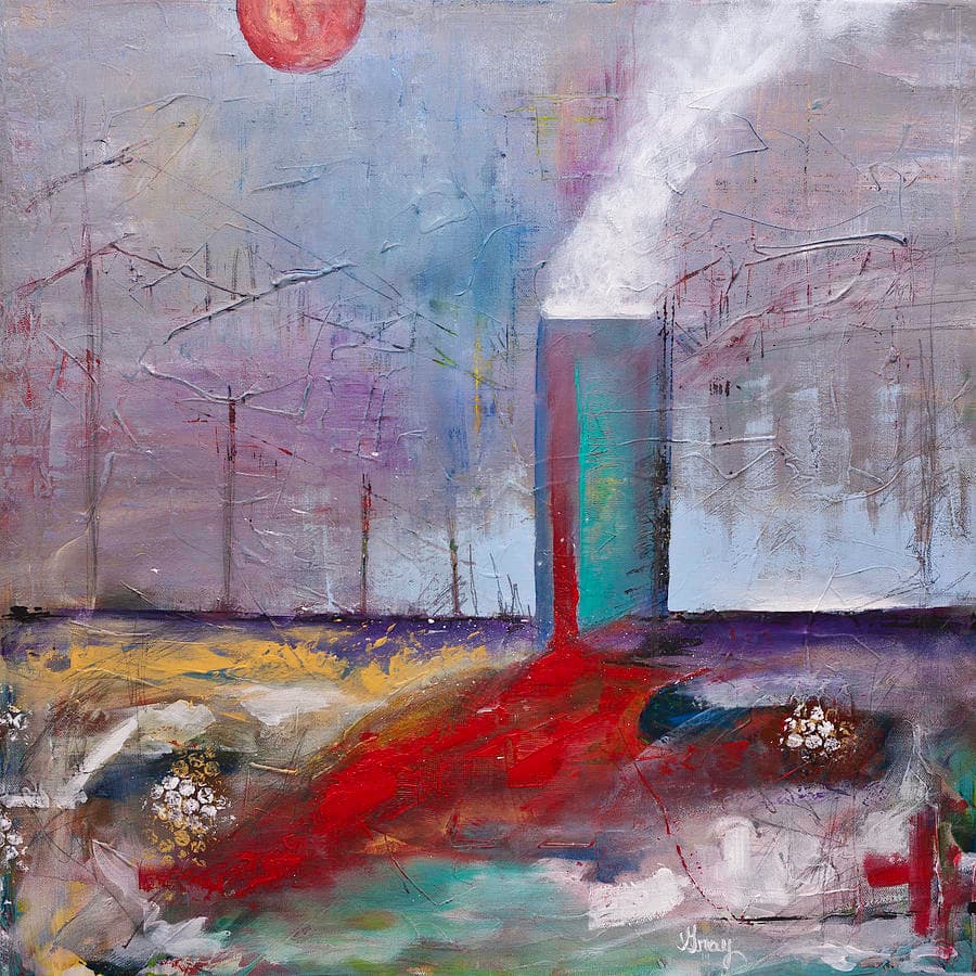 Surreal Abstract Landscape Painting Original on Canvas Painting by Gray ...