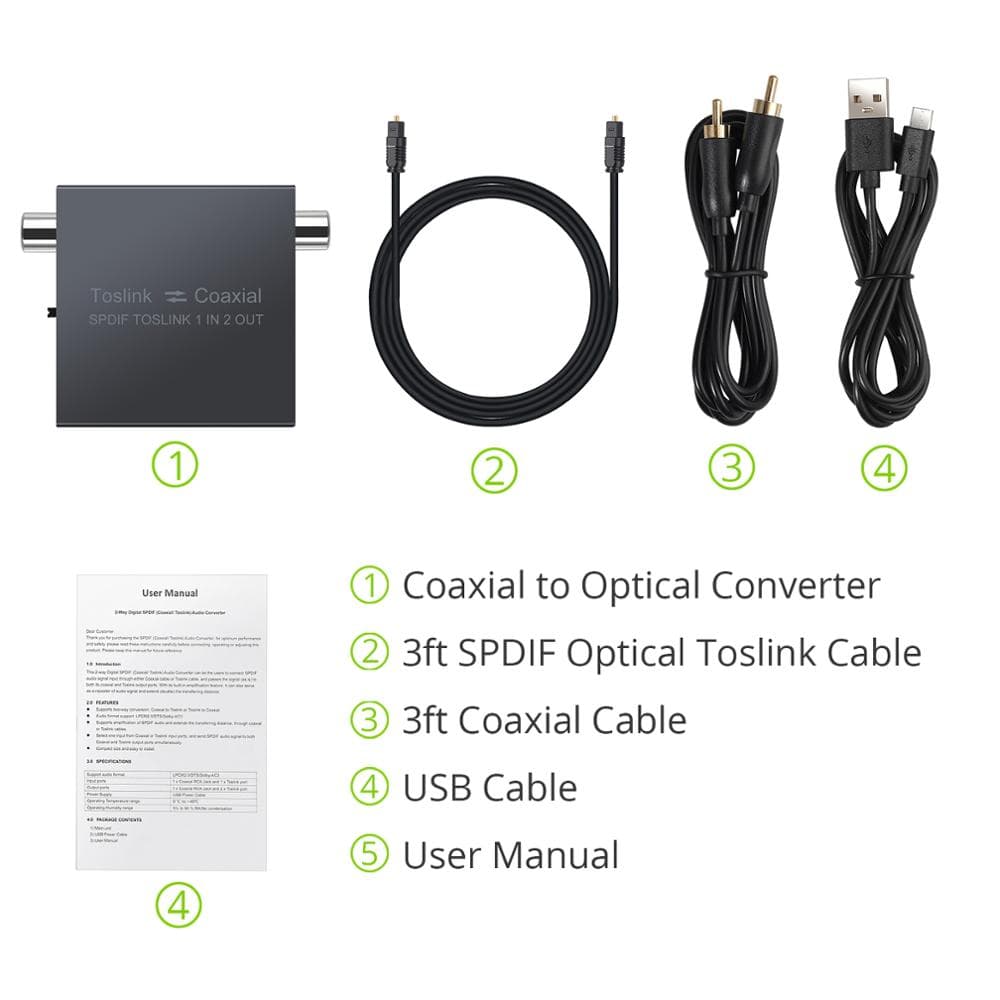 Amazon.com: Optical to Coaxial or Coaxial to Optical Digital Audio ...