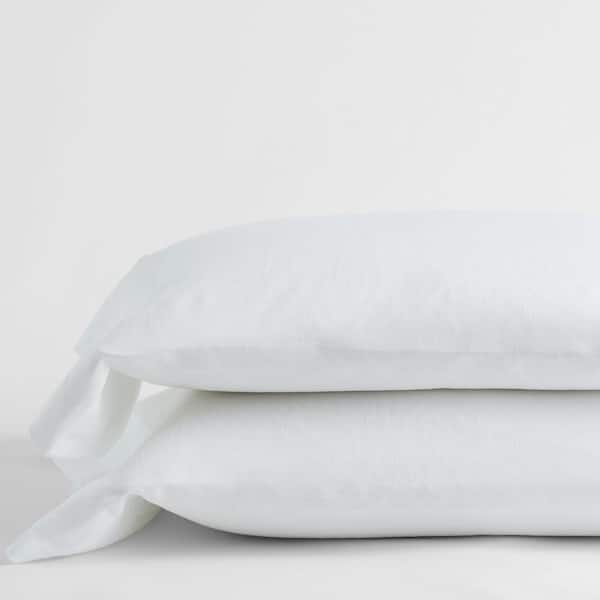 The Company Store Solid Washed White Linen King Pillowcase (Set of 2 ...