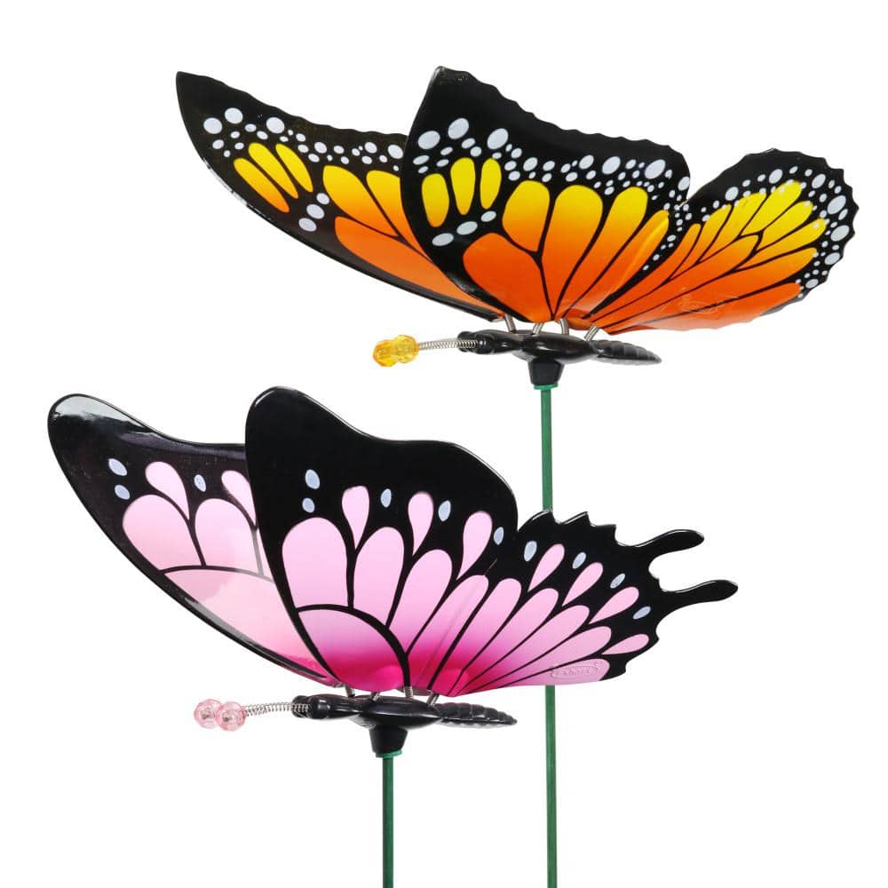 Exhart WindyWings Butterflies 2.67 ft. Multi-Color Plastic Garden ...