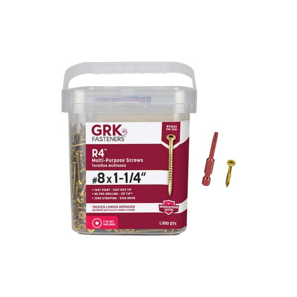 GRK Fasteners #8 x 1-1/4 in. Star Drive Round Head R4 Multi-Purpose ...