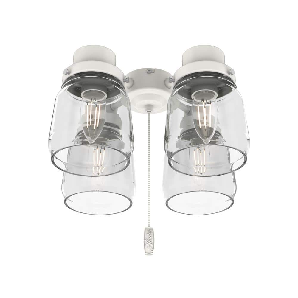 Hunter Original 4-Light White Ceiling Fan Shades LED Light Kit 99384 ...