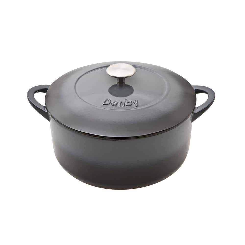 Denby Halo 5.5 qt. Round Cast Iron Casserole Dish with Lid CIH-590 ...