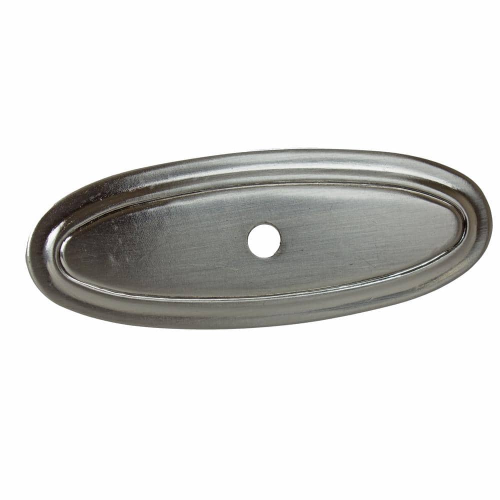 GlideRite 3 in. Satin Nickel Classic Thin Oblong Cabinet Knob Backplate ...