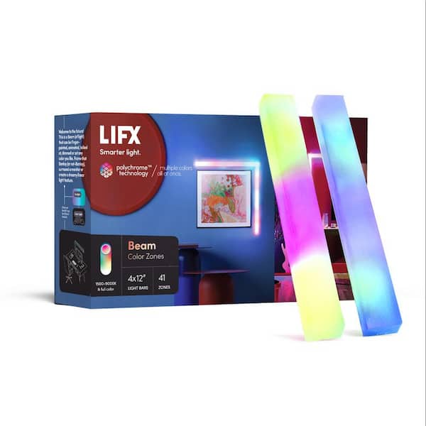 LIFX 12 in. Multi-Color Smart Wi-Fi LED 4X Beam Light Kit and Corner ...