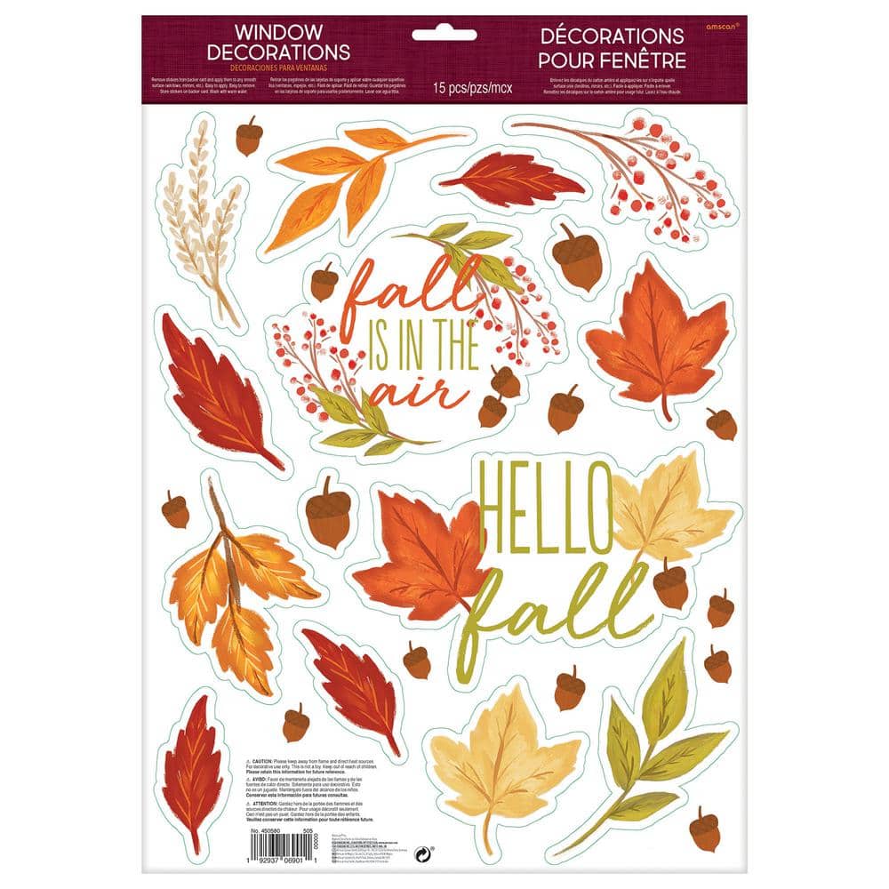 Amscan 17 in. Fall Foliage Window Decorations (7-Pack) 450580 - The ...