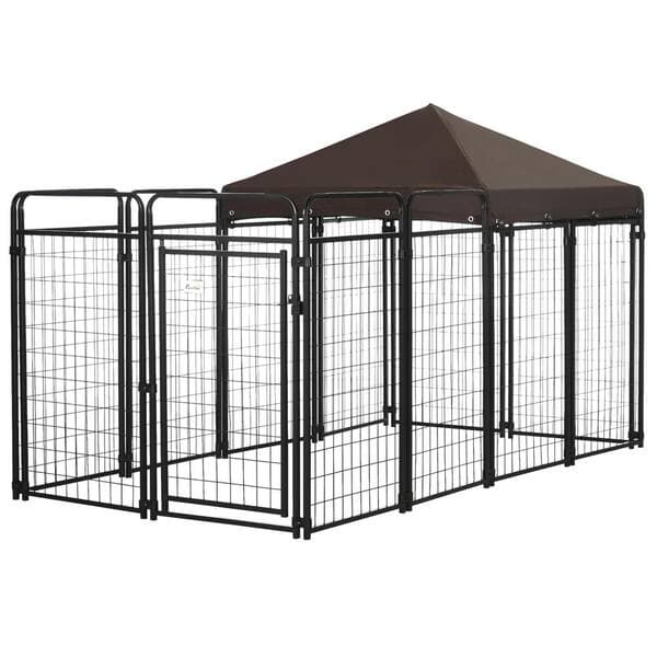 PawHut 9.3 ft. x 4.6 ft. Dog Kennel Outdoor with Extended Run, Dog ...