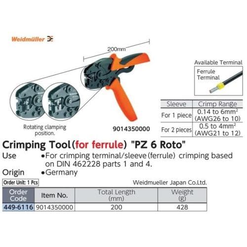 Jual Crimping Tool Pz 6 Roto Weidmuller 9014350000 - Kota Bekasi ...