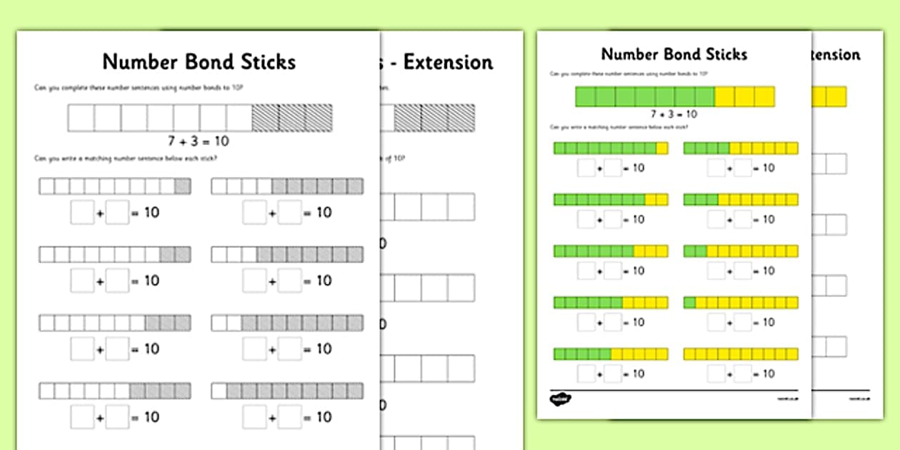 Number Bond Sticks to 10 Worksheet | Primary Resources