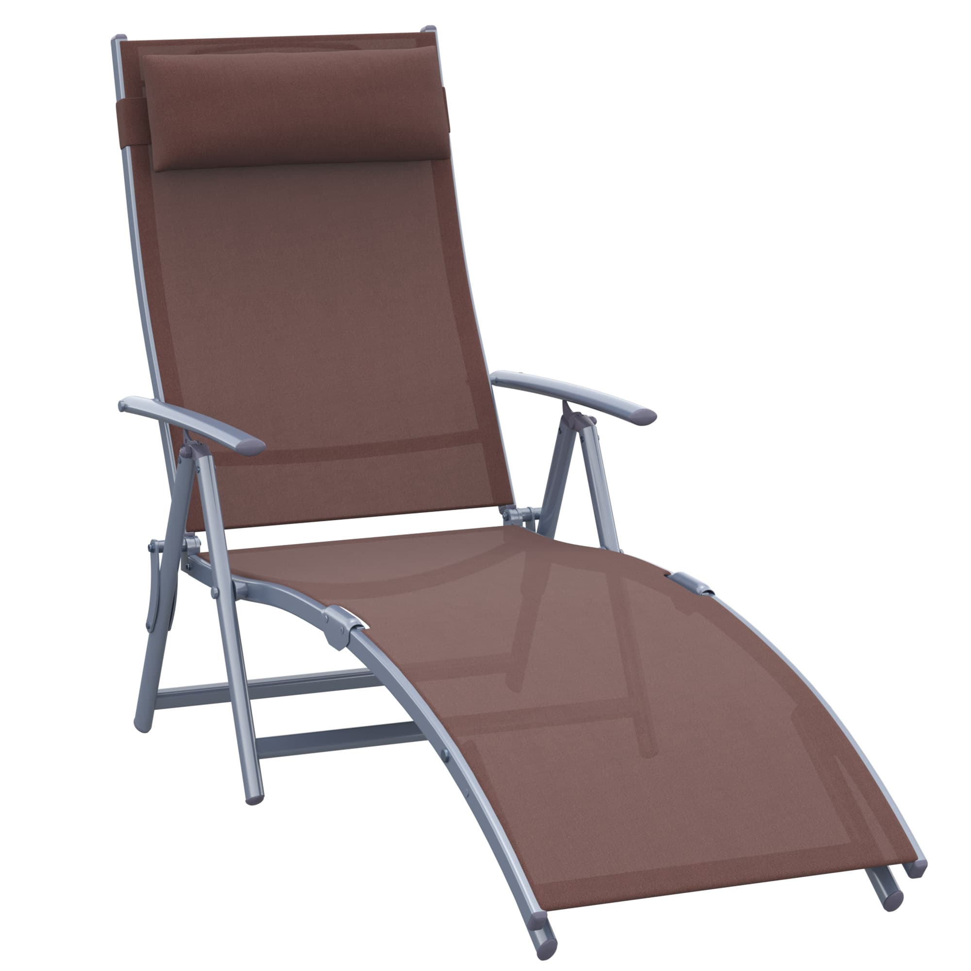 Outsunny Patio Sun Lounger Garden Textilene Foldable Reclining Chair w ...