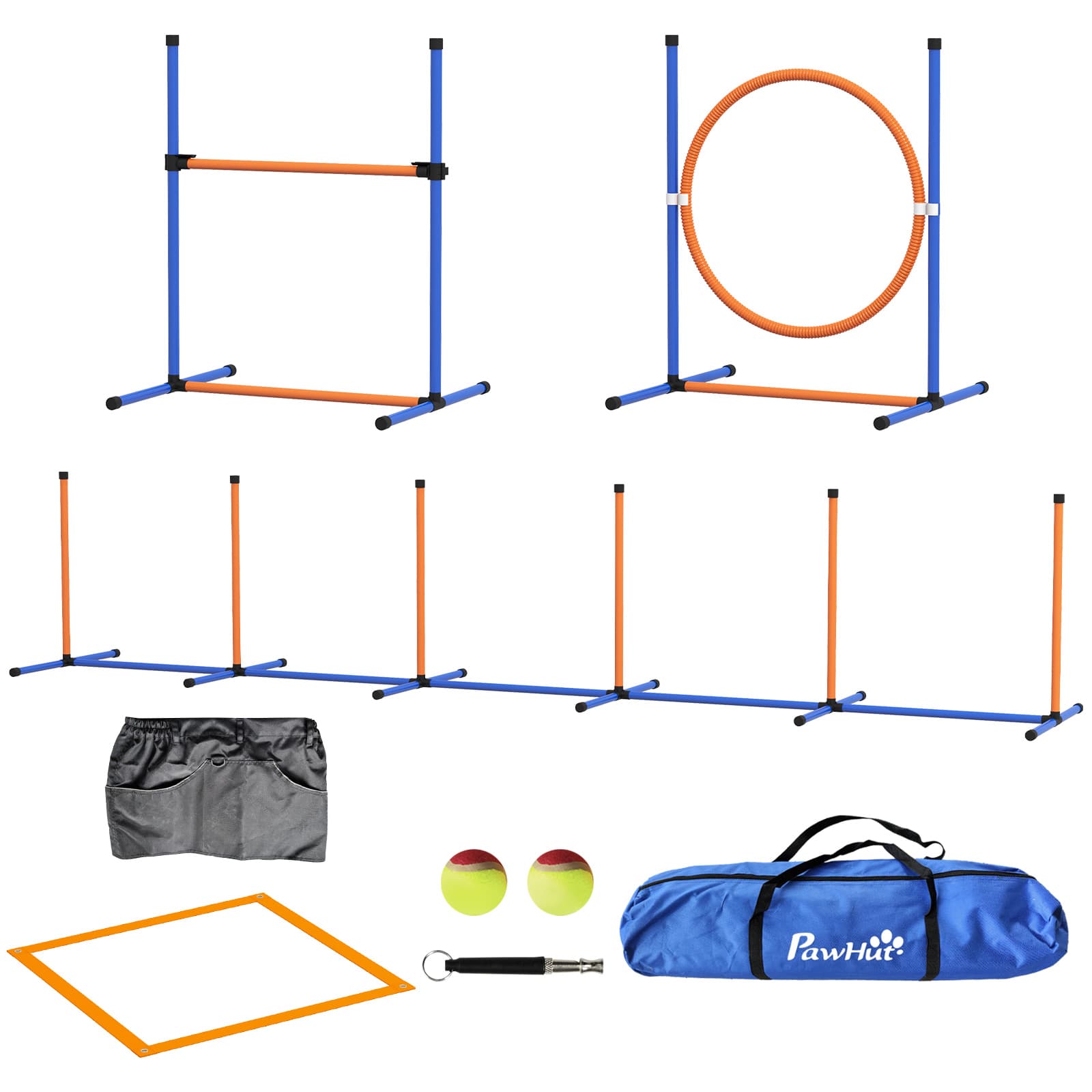 PawHut Five-Piece Dog Agility Equipment Set with Weave Poles, Jump Ring ...