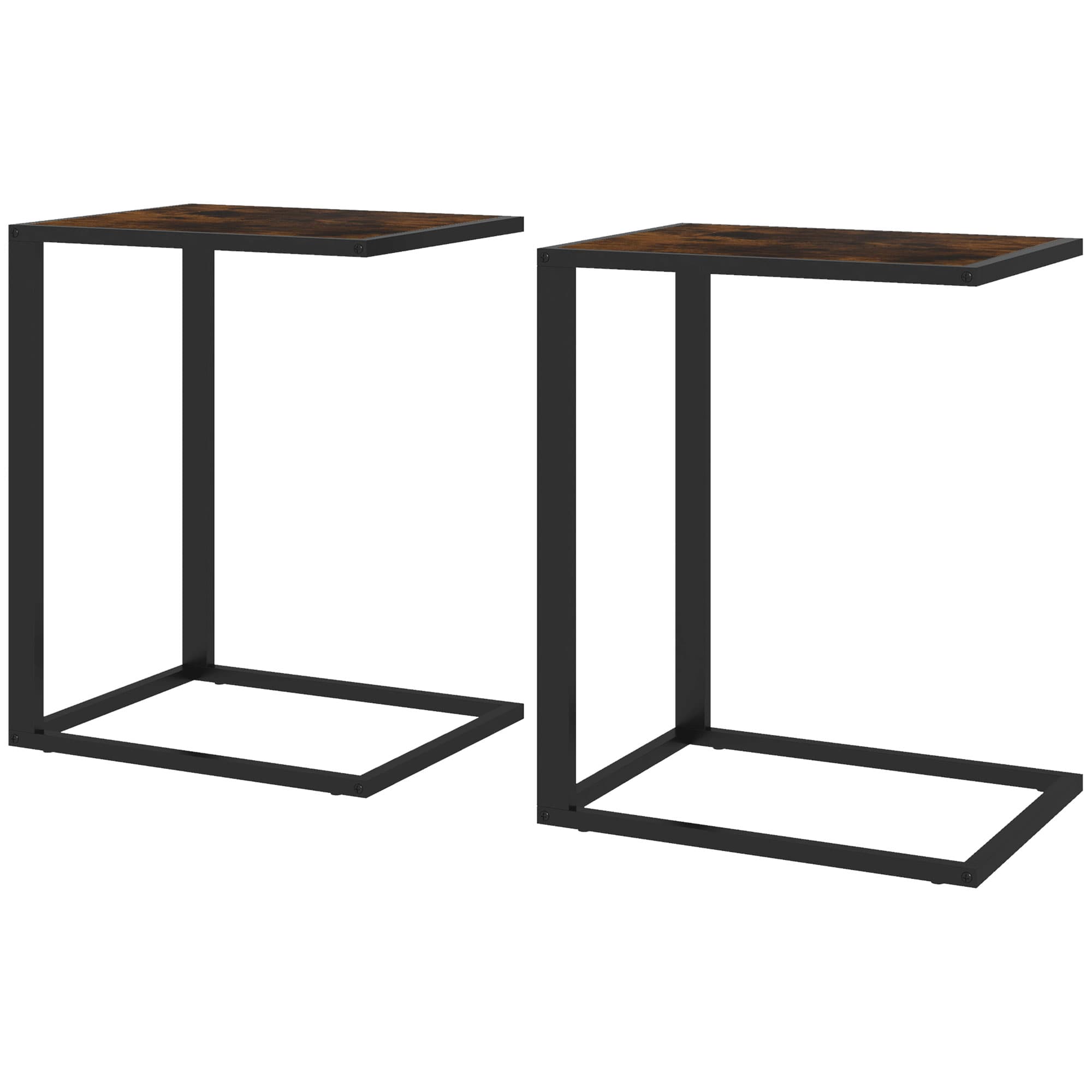 HOMCOM C-Shaped Side Table, Sofa End Table with Metal Frame, Accent ...