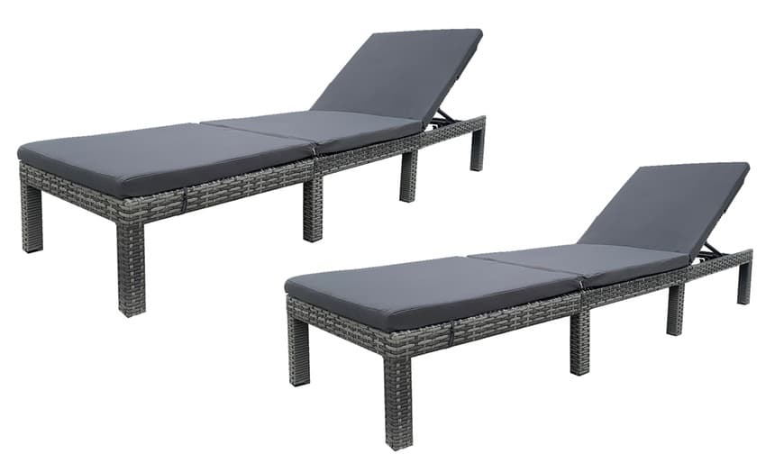 Rattan Effect Sun Lounger with Cushions | Groupon