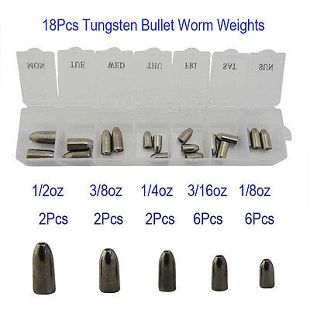 18Pcs Tungsten Bullet Weights Fishing Sinkers Worm Weights Slipping ...
