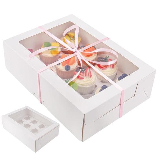 Cheap 6Pcs Cupcake Packing Box with Insert 12 Slots Clear Window Bakery ...
