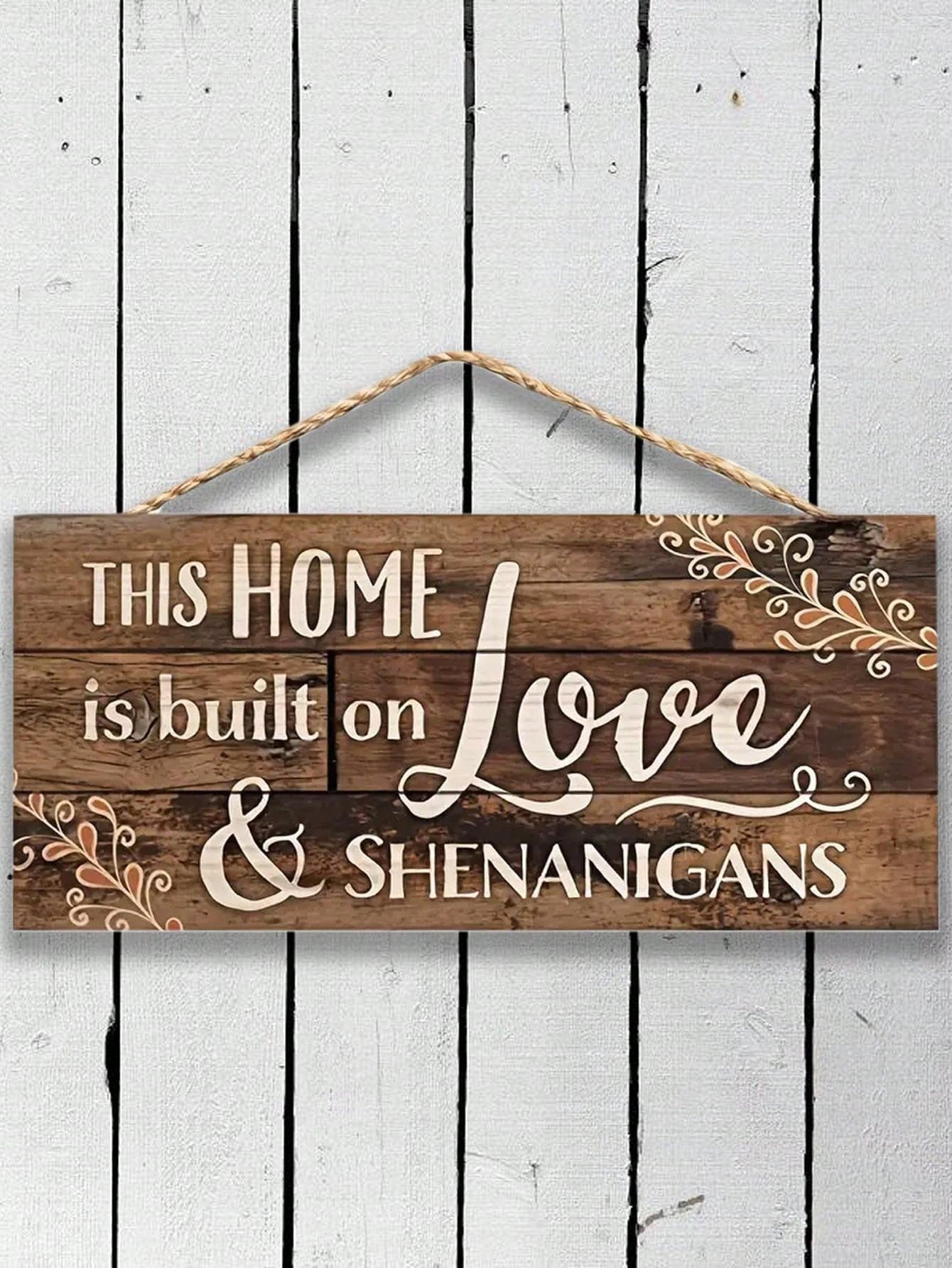 1PC This Home Is Built On Love Wooden Plank Design Hanging Sign Wall ...