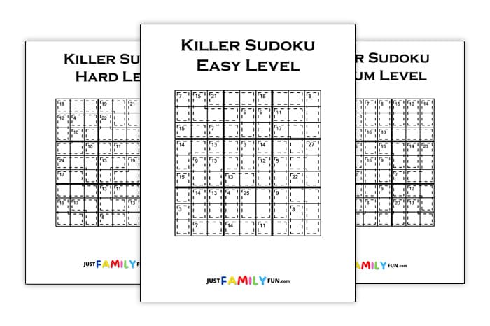 Killer Sudoku Puzzles | Free Printable | Just Family Fun