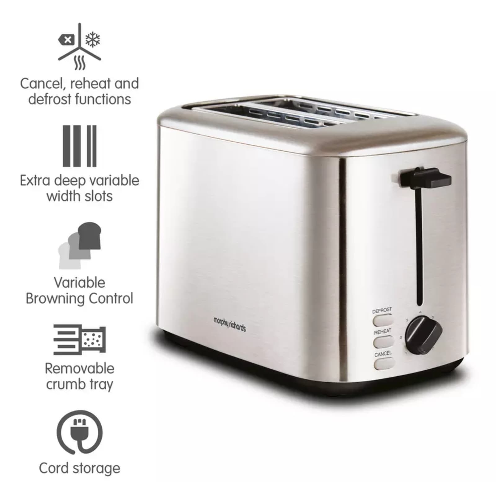 Morphy Richards 222067 Equip 2 Slice Toaster Brushed Steel - Kettle and ...