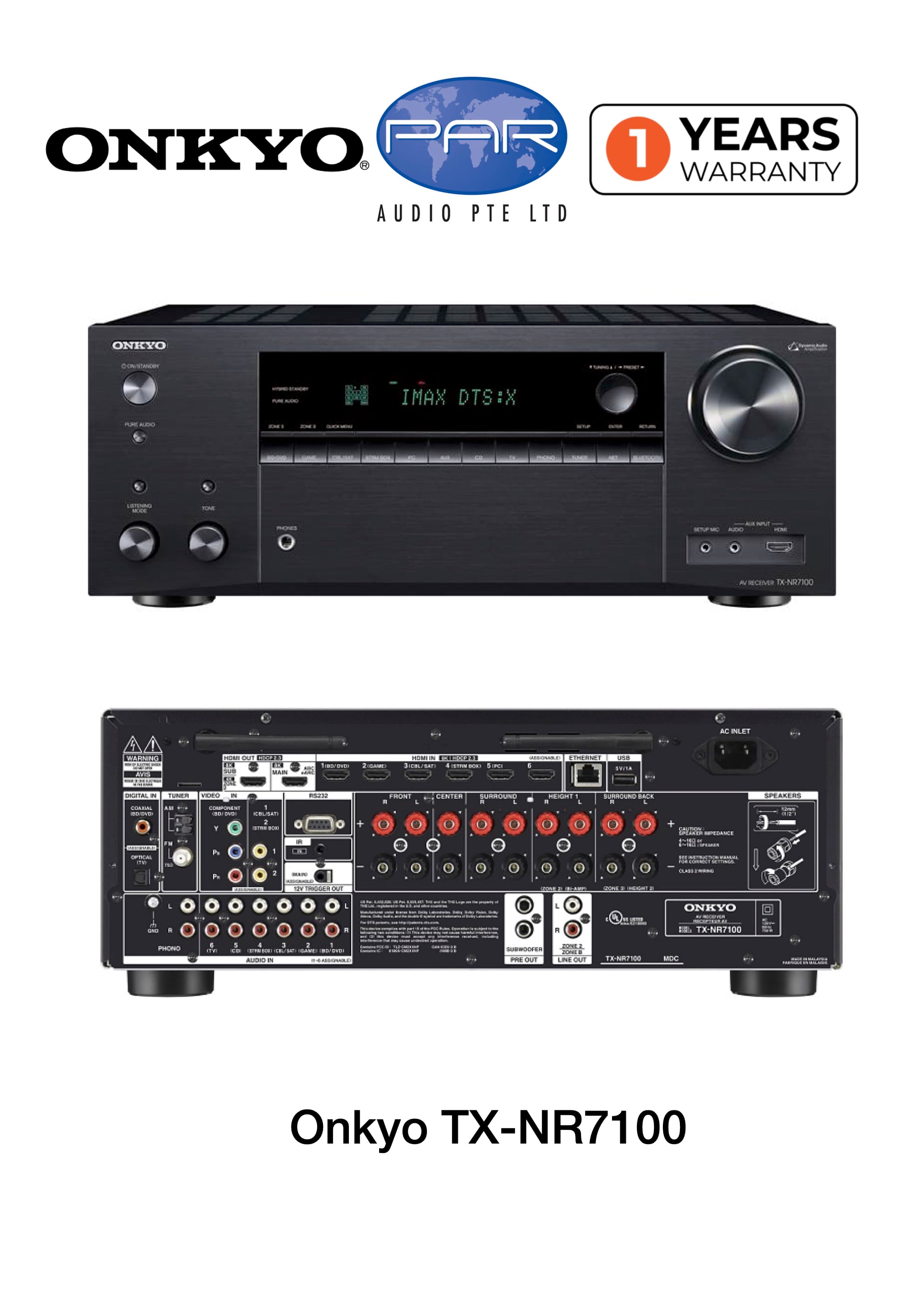 Onkyo TX-NR7100, ONE YEAR WARRANTY, 9.2-Channel THX Certified AV ...