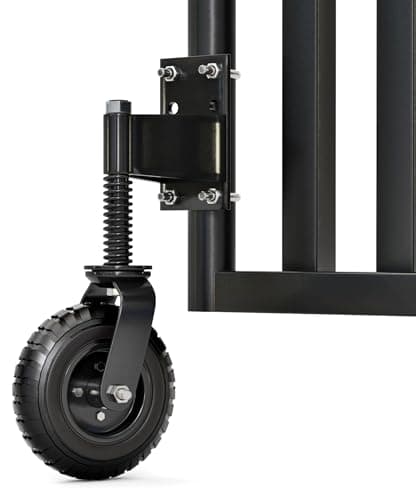 Heavy Duty Fence Gate Wheel - 8-inch Gate Wheels for Wooden or Metal Gate - Spring Loaded Gate Caster Wheel with Suspension for Swing or Rolling Gate Support - Flat Free Tire - 360 Degree Swivel