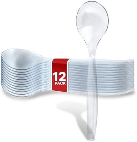 Amazon.com: 12 Count 10-Inch Disposable Serving Spoons, Clear Plastic ...