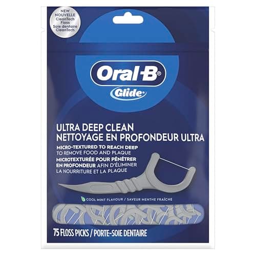 Oral-B Glide Floss Picks, Pro-Health Deep Clean, Clean Mint Flavor Dental Floss, 75 Count