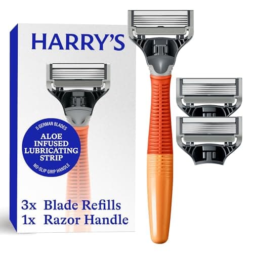 Harry's Original Handle - Men's Shaving Kit for Daily Use - Includes a Men's Razor & 3 Razor Blade Refills - 5 Sharp Blades - Lubrication Strip - Ergonomic Handle - Reusable - Ember - 1 Pack