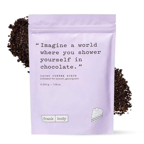 Frank Body Cacao Coffee Scrub, 7.05oz | Natural & Cruelty Free Exfoliating Body Scrub | Smells Like Chocolate | Hydrating Vegan Skin Care Scrub To Smooth And Moisturize Skin | 1ct