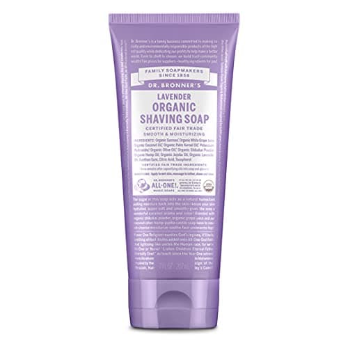 Dr. Bronner's - Organic Shaving Soap (Lavender, 207 mL) - Certified Organic, Sugar and Shikakai Powder, Soothes and Moisturizes for Close Comfortable Shave, Use on Face, Underarms and Legs