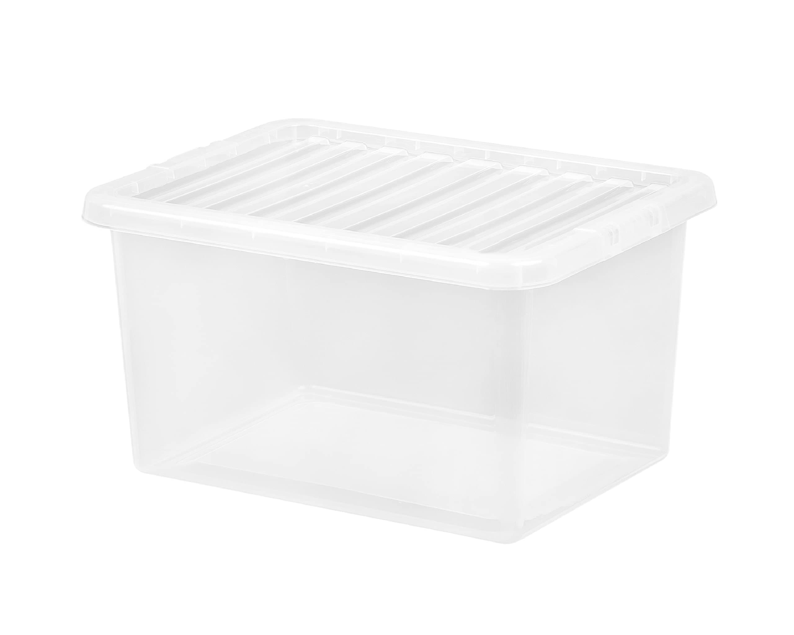 Large Wham Crystal Clear Strong Plastic Storage Box with Lid Stackable ...