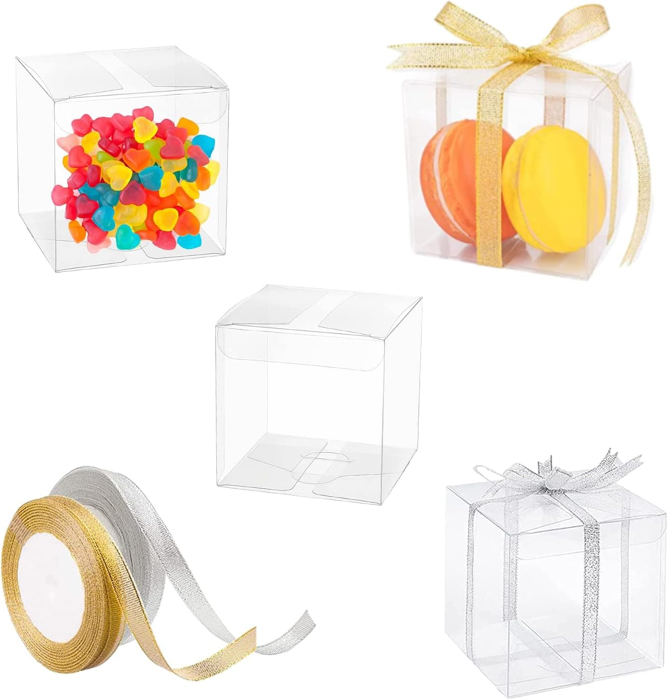 SJUNJIE 50Pcs 7x7x7cm Clear Cube Wedding Favour Boxes, Clear Favour ...