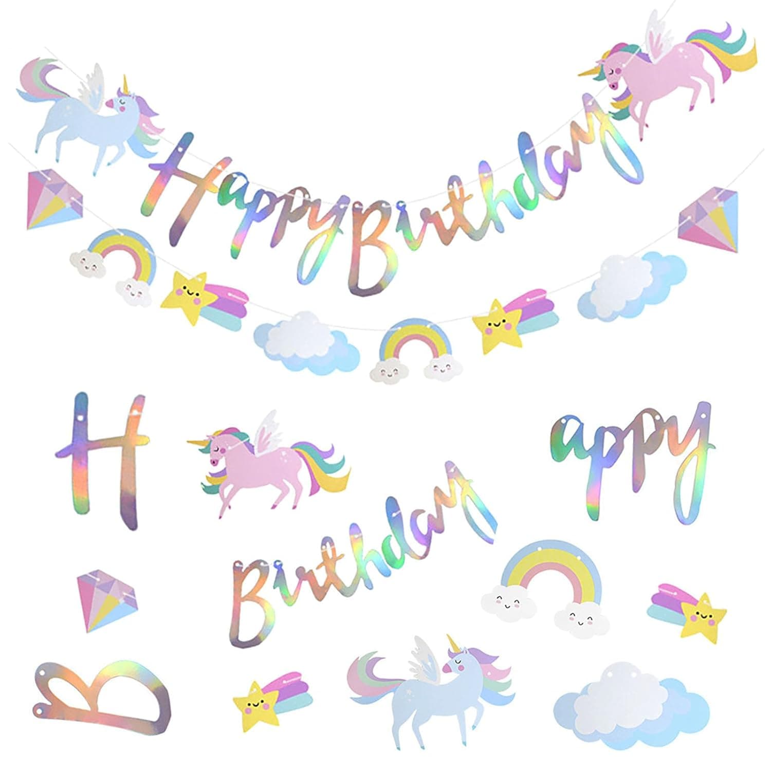 Neviti Unicorn Party Happy Birthday Letter Banner