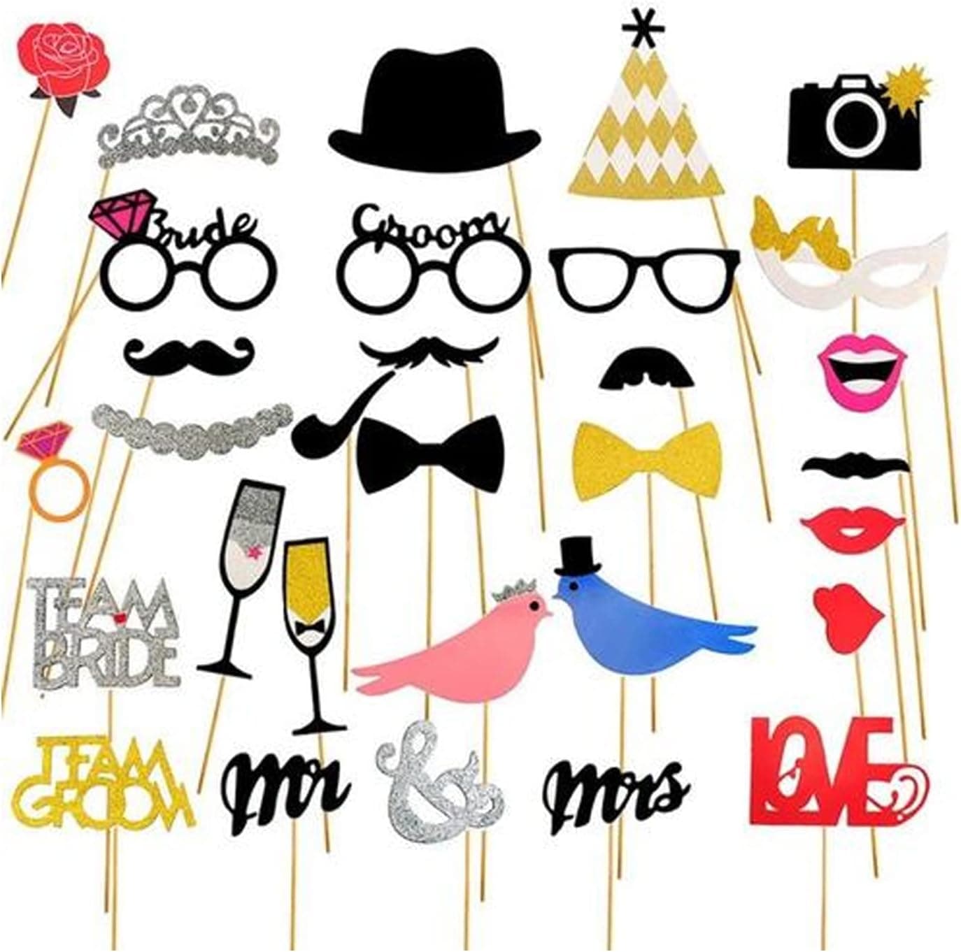 Photo Booth Props - Photo Booths for Parties - 18 Pc. Assorted Photo ...