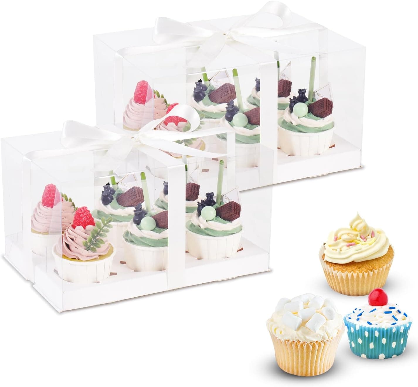 Amazon.com: PFAMKEER 3Pcs Clear Cupcake Boxes,6 Count Cupcake ...