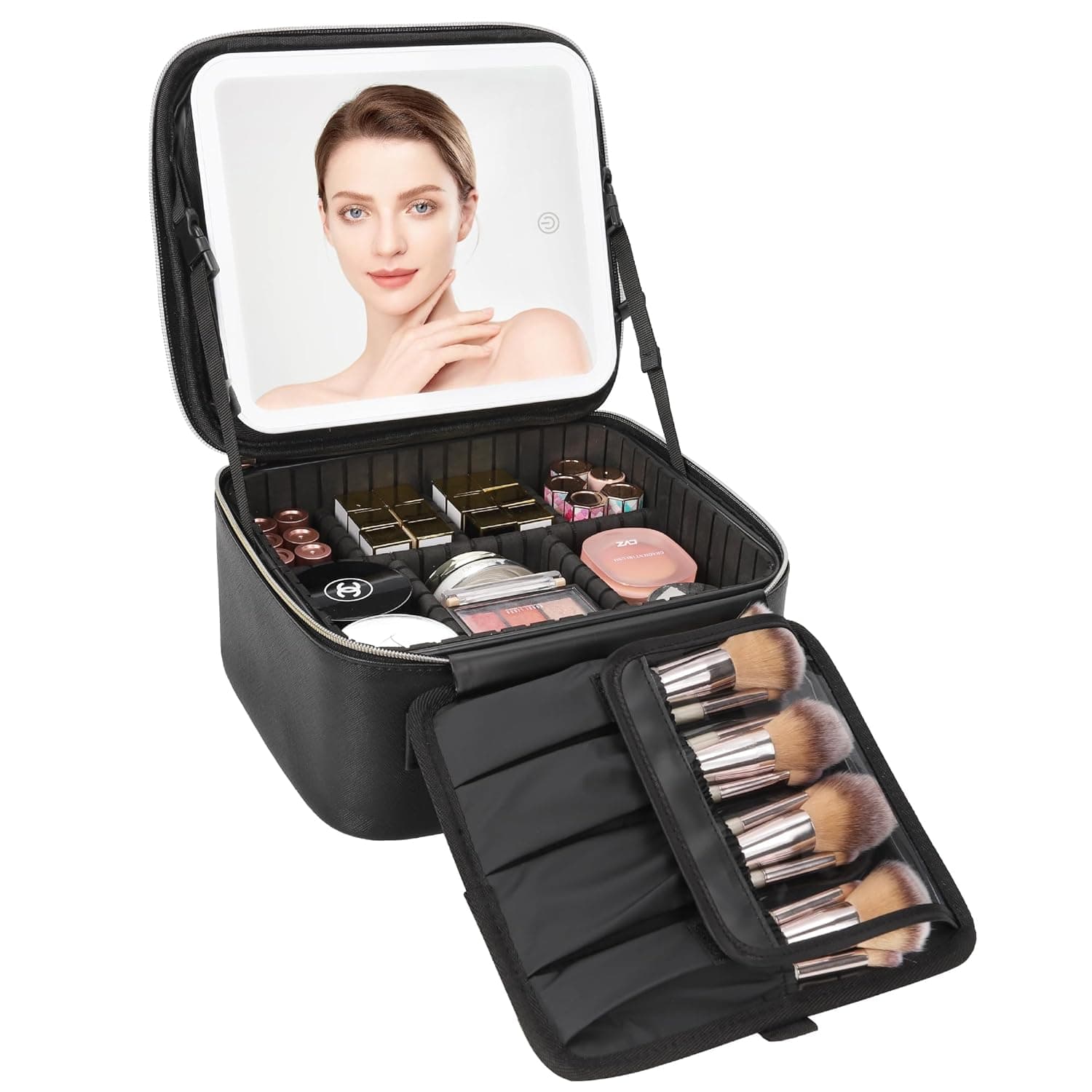 Amazon.com : Relavel Travel Makeup Bag With LED Mirror, Cosmetic Train ...