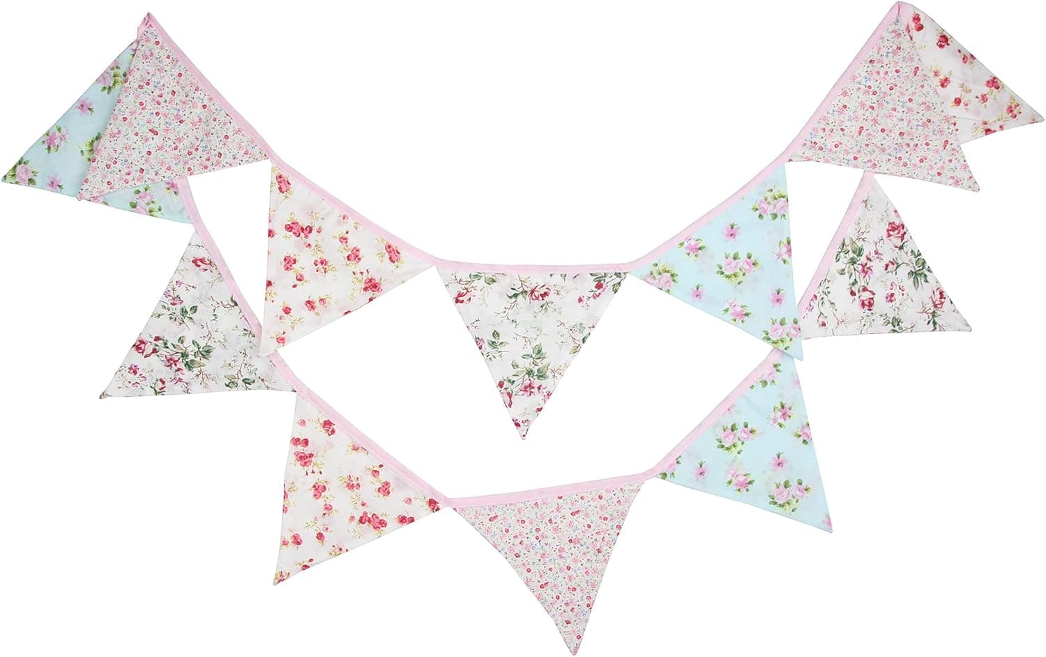 Amazon.com: 10.8Feet Floral Flag Banner Pennant Flag Garlands Fabric ...