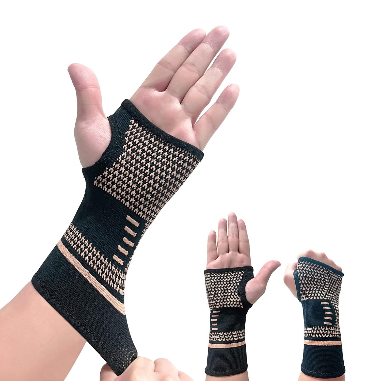 Amazon.com: Copper Wrist Compression Sleeve, Elastic Wrist Support ...