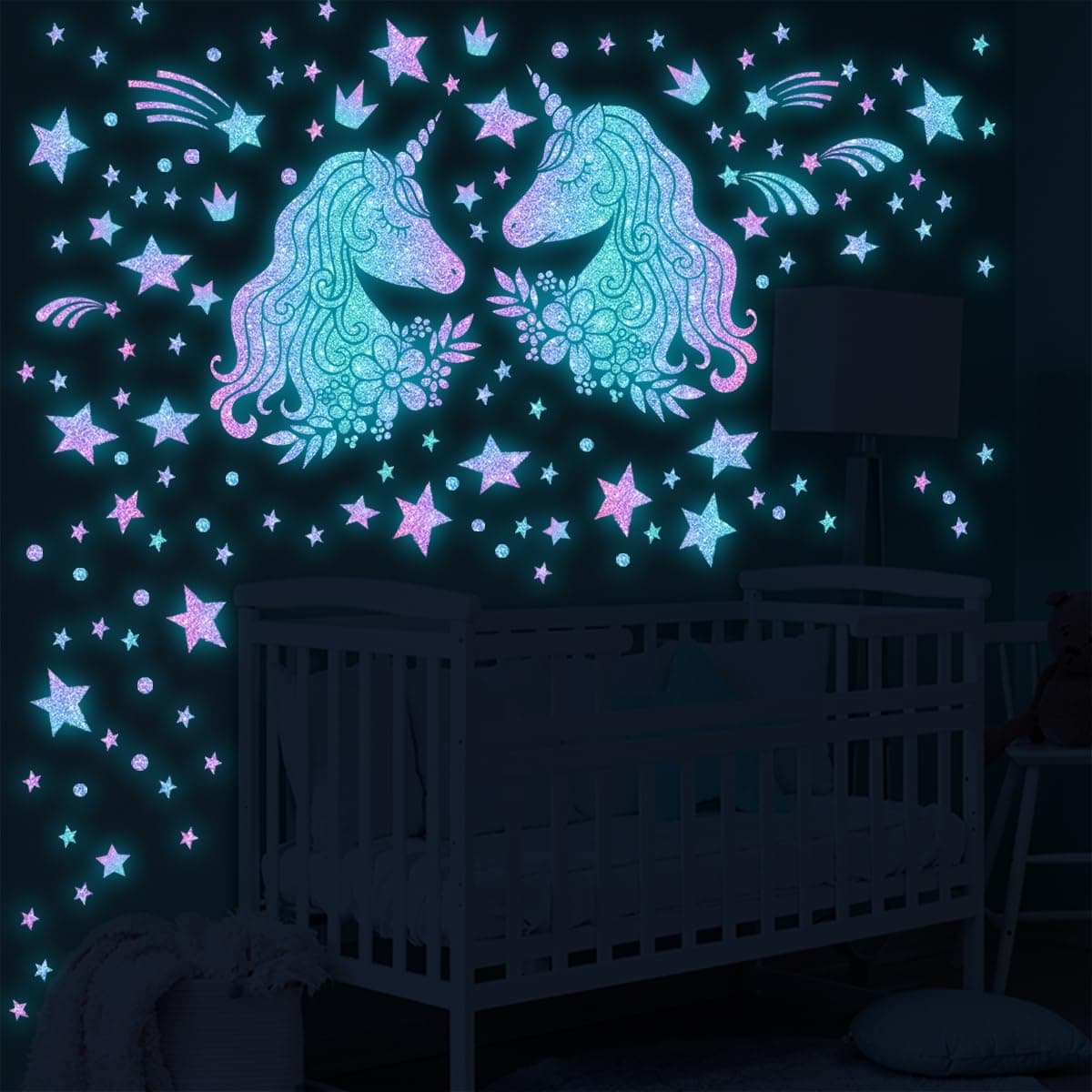 Amazon.com: 33.46 x 20.47 Inch Glow in The Dark Unicorn Wall Decals ...