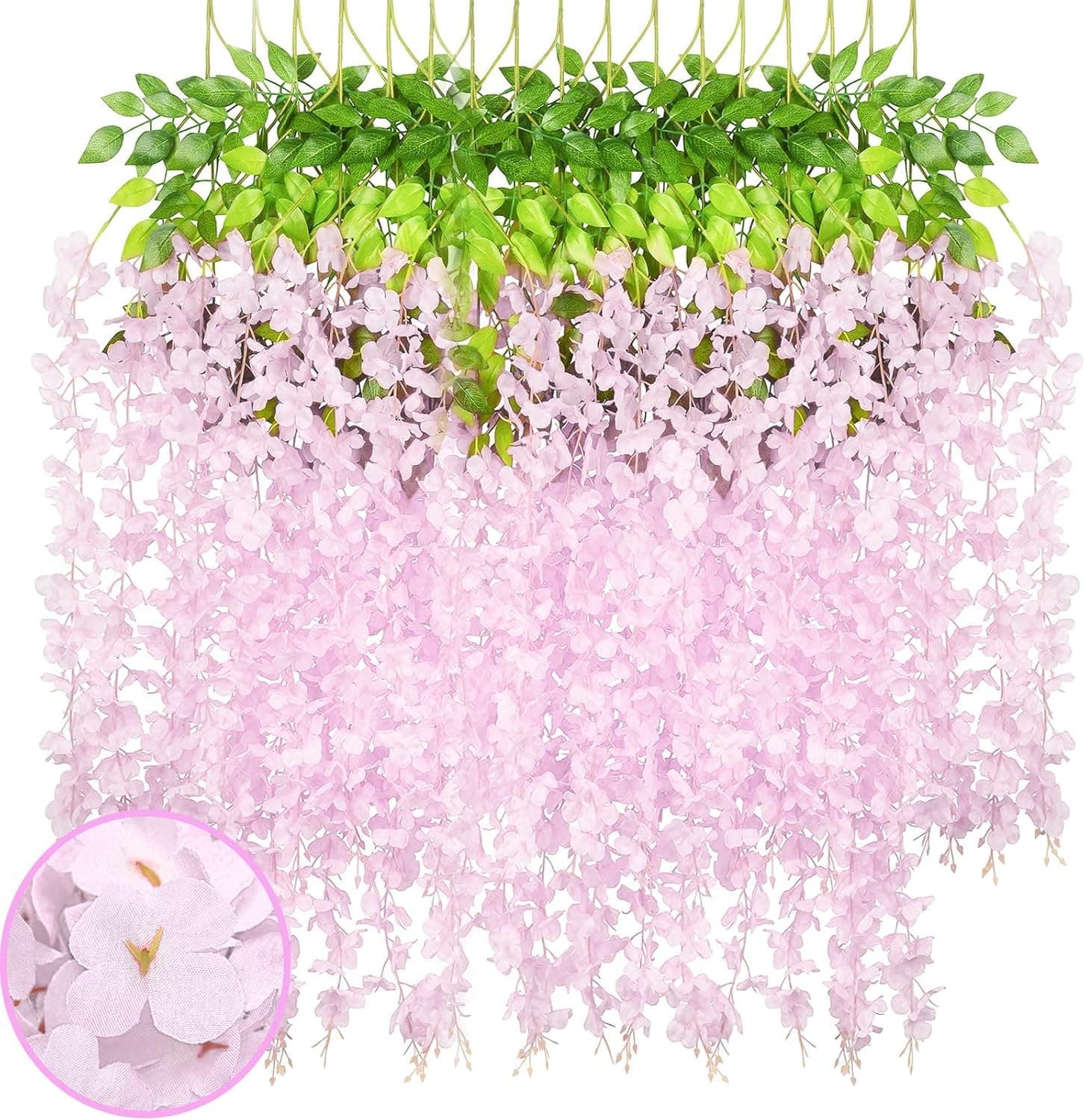 Amazon.com: 24 Pack Pink Wisteria Hanging Flowers Garland, 3.77 Feet ...