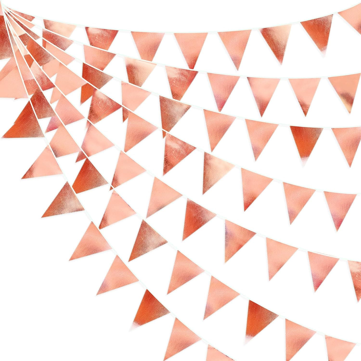 Amazon.com: Rose Gold Party Decorations Metallic Fabric Triangle ...