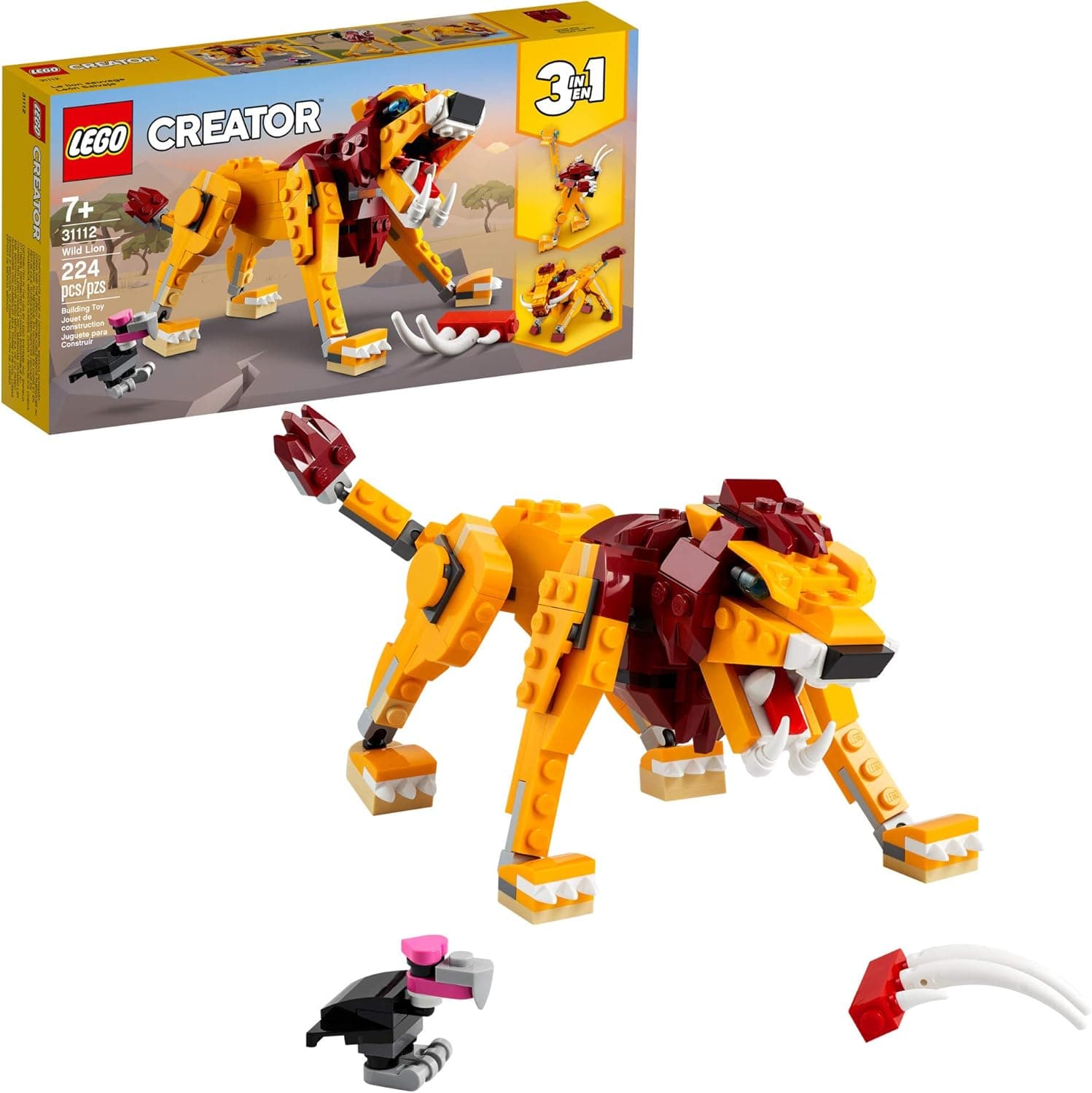 Amazon.com: LEGO Creator 3in1 Wild Lion 31112 3in1 Toy Building Kit ...