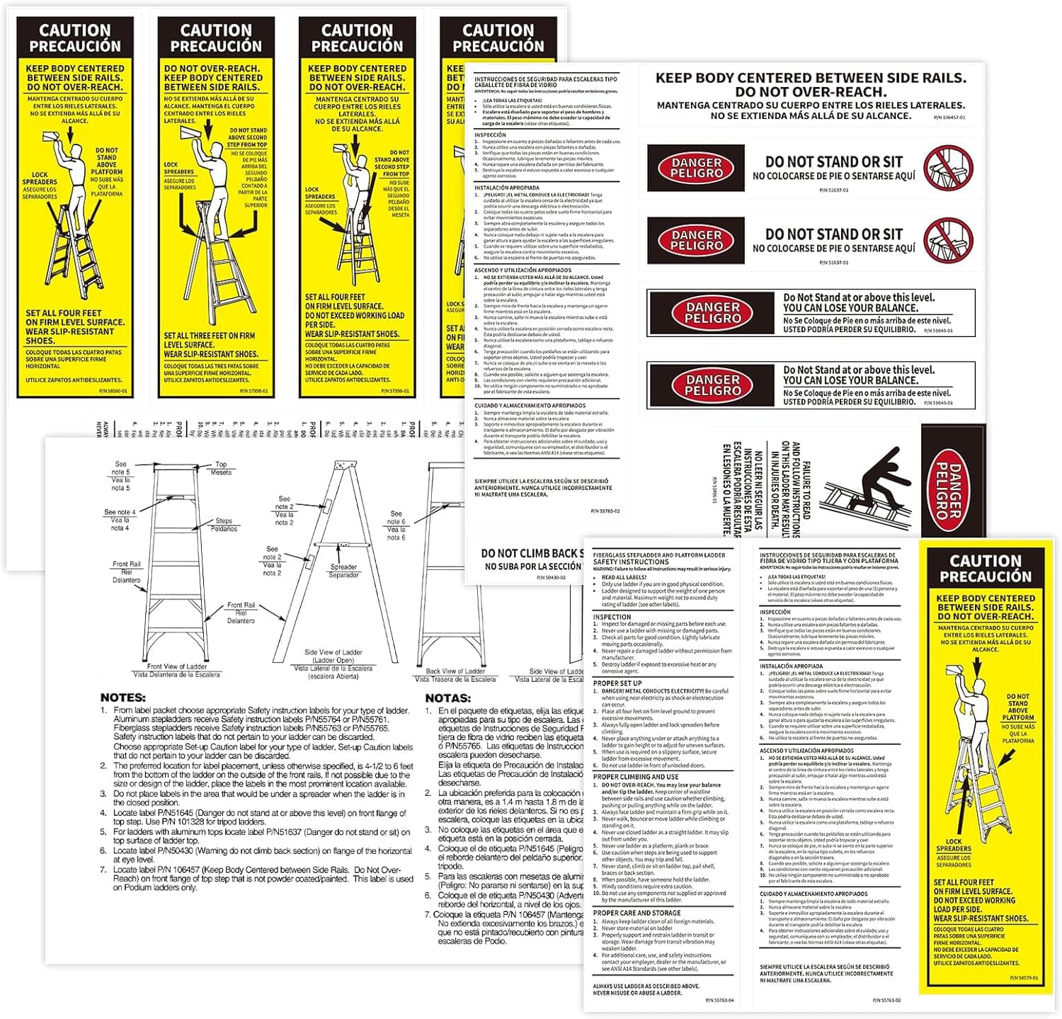 Step Ladder Safety Labels Stickers Compatible with Werner Fiberglass ...