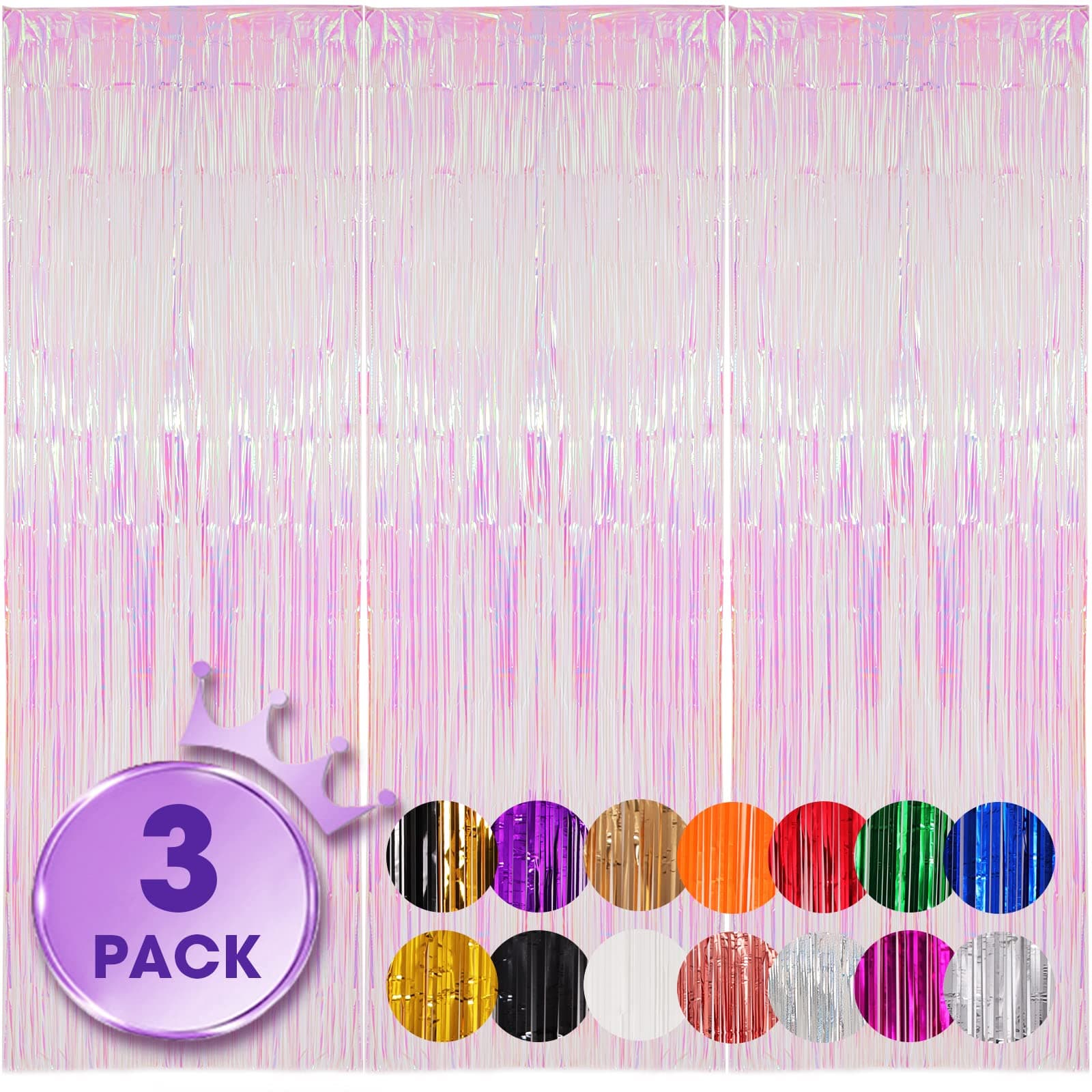 Snapklik.com : Voircoloria 3 Pack 33x82 Feet Iridescent Transparent ...