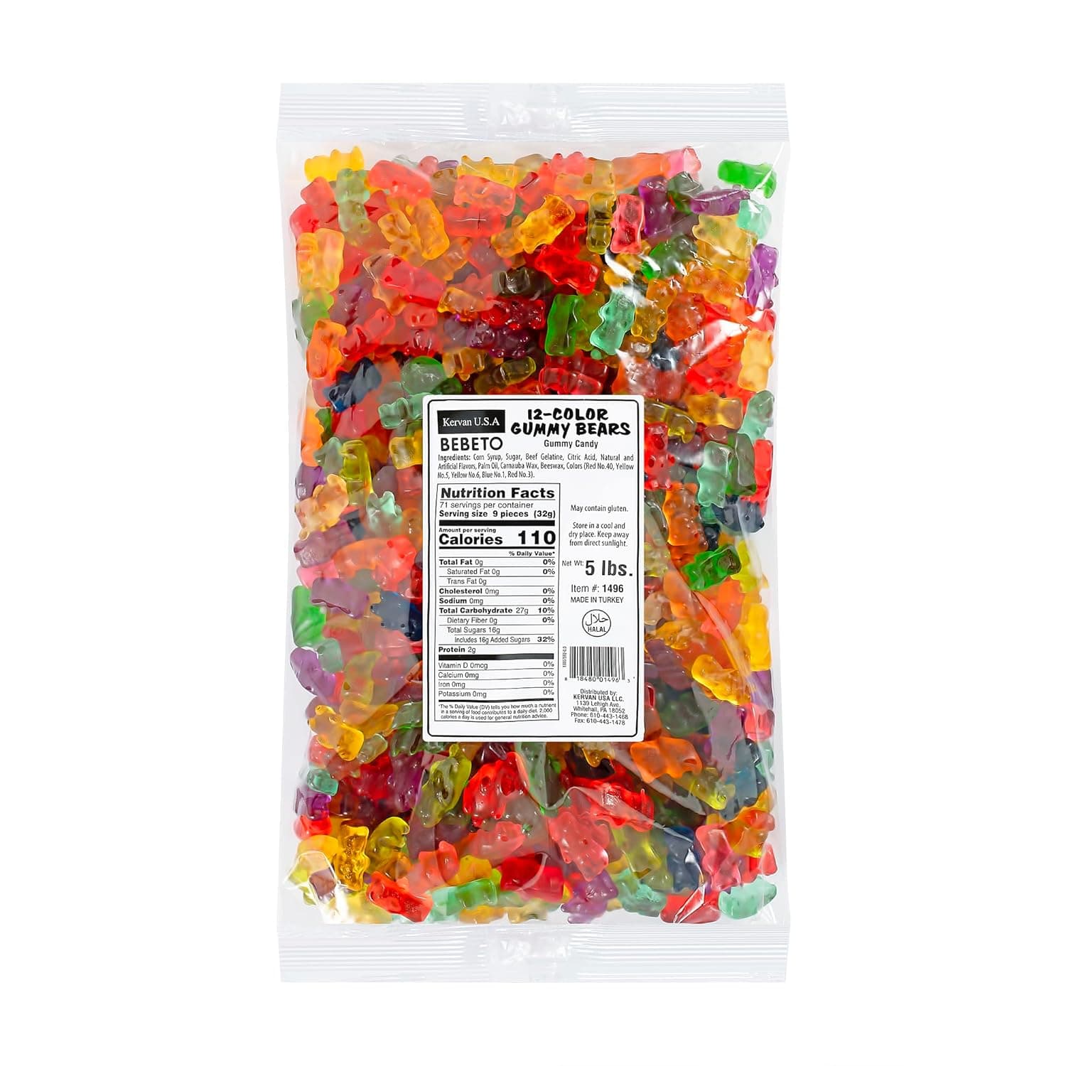 Amazon.com : Kervan Candy Bebeto 12 Flavor Gummy Bears - Fruity, Soft ...