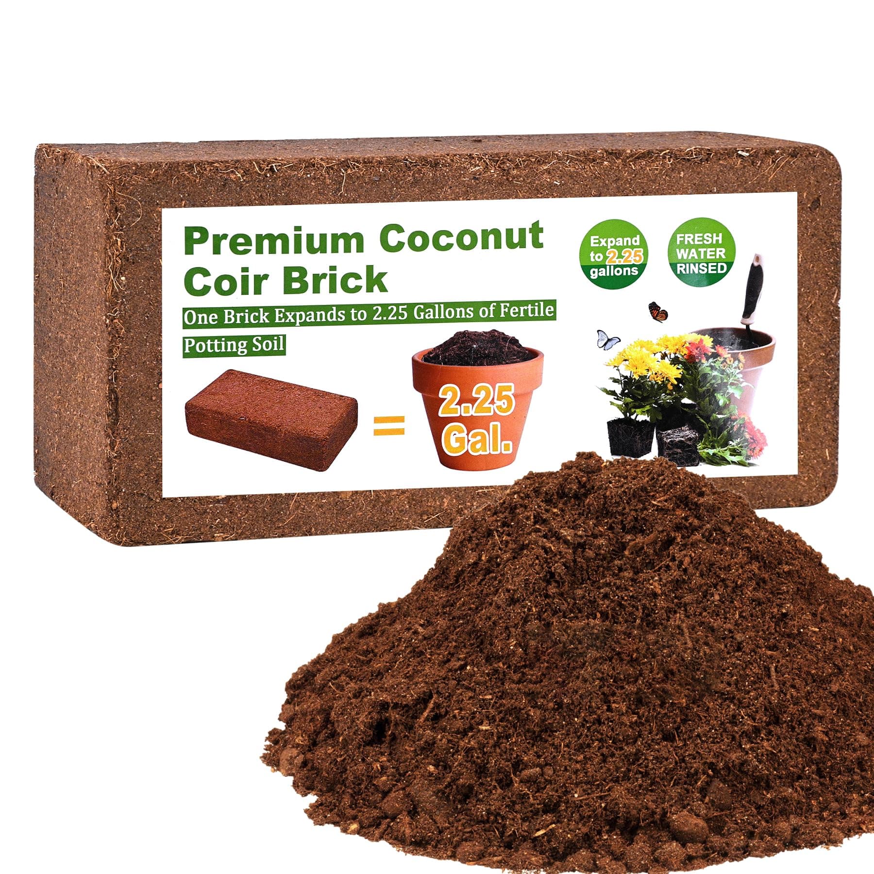 Amazon.com : Organic Coco Coir 1 Pcs Compressed Coconut Coir Brick ...