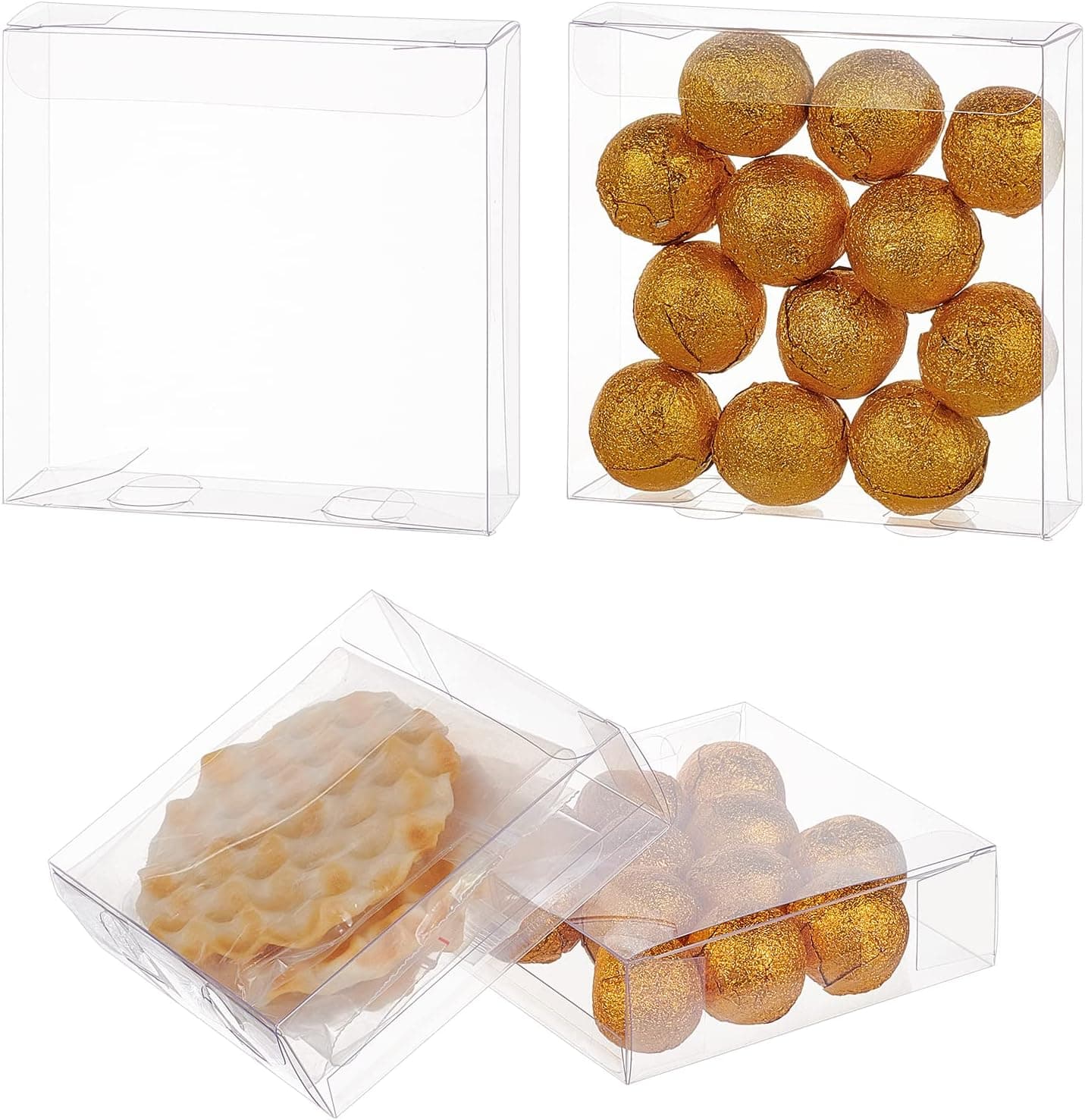 Amazon.com: BENECREAT 30PCS Clear Gift Boxes, 4x4x1.2inch Rectangle PVC ...